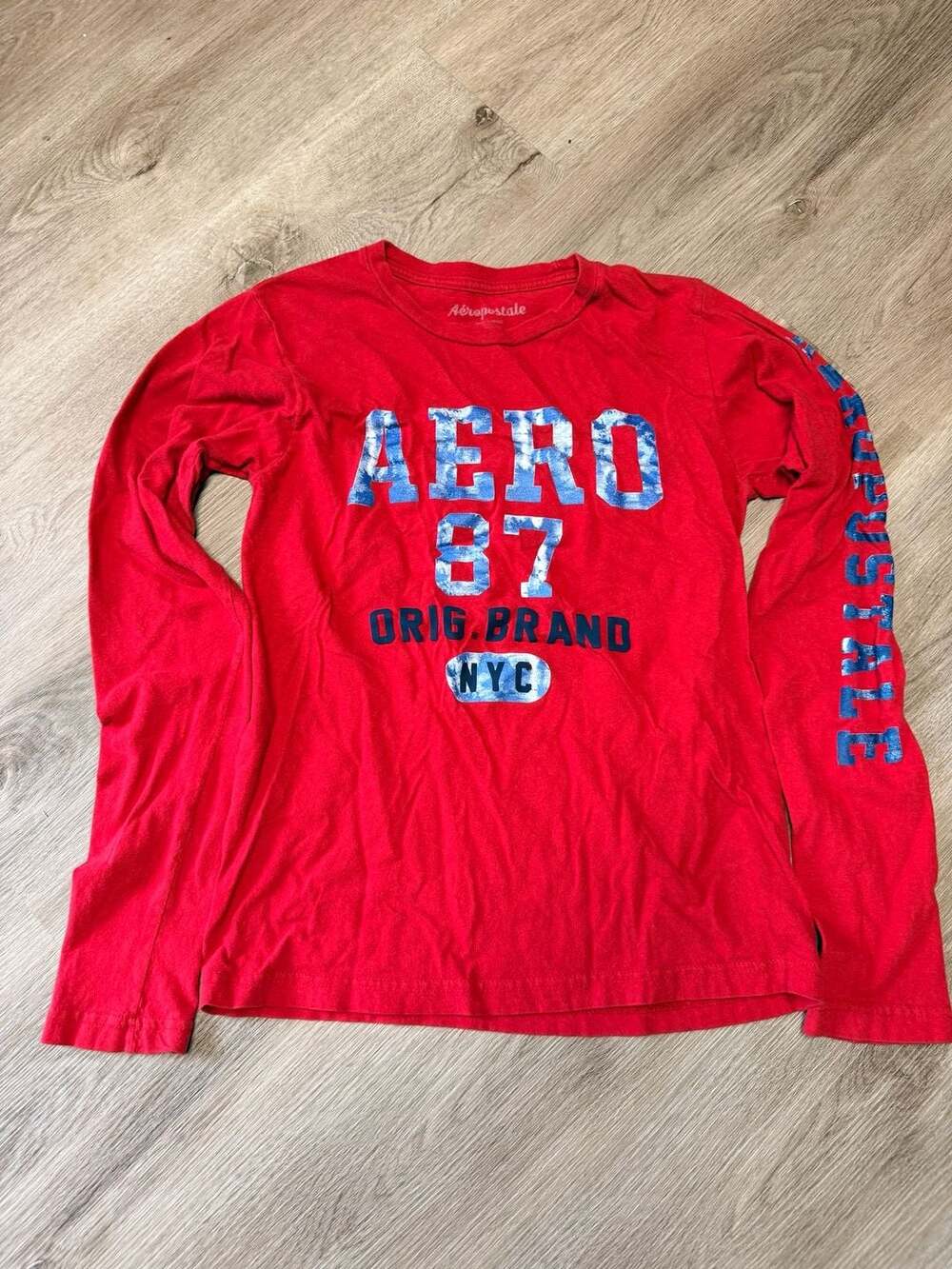 Aeropostale Long Sleeve Graphic T-Shirt Red Aero 87 NYC